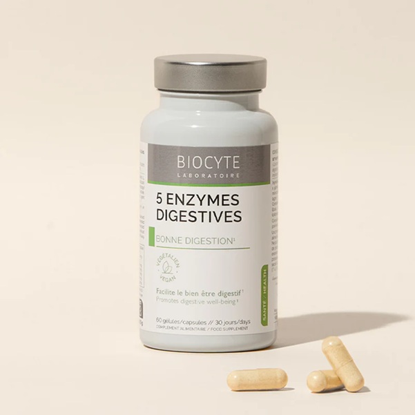 Biocyte Kapsule za urejeno prebavo 5 PREBAVNIH ENCIMOV, 60 kapsul
