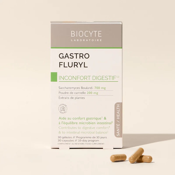 Biocyte Urejena prebava na potovanju GASTROFLURYL, 30 rastlinskih kapsul