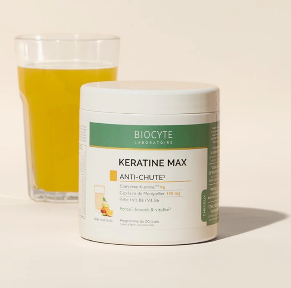 Biocyte Prašek za napitek za močne, zdrave lase & proti izpadanju las KERATIN MAX, 240 gramov