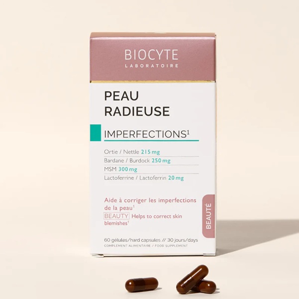 Biocyte Kapsule za mastno, k aknam & mozoljem nagnjeno kožo PEAU RADIEUSE, 60 kapsul