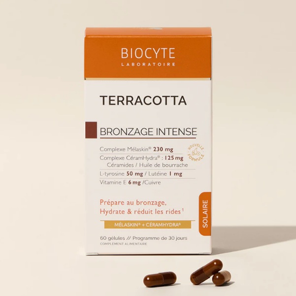 Biocyte Kapsule za pripravo kože na sonce, vlaženje & zmanjšanje gub TERRACOTTA SOLAIRE INTENSIV, 30 kapsul