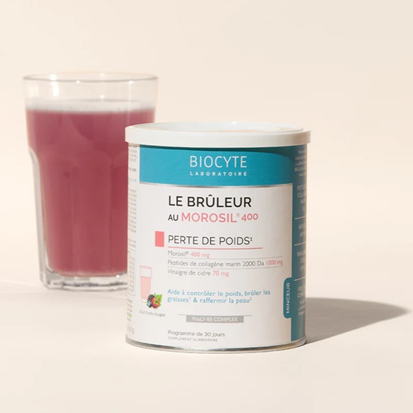 BIOCYTE prašek za shujševalni napitek & učvrstitev kože FATBURNER z MOROSILom 400, 240 g