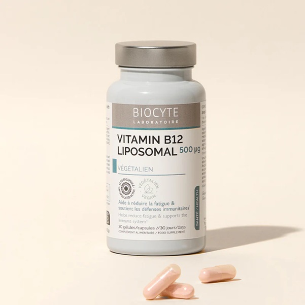 Biocyte Kapsule proti utrujenosti & za imunsko obrambo LIPOSOMSKI VITAMIN B12 500 mcg, 30 kapsul