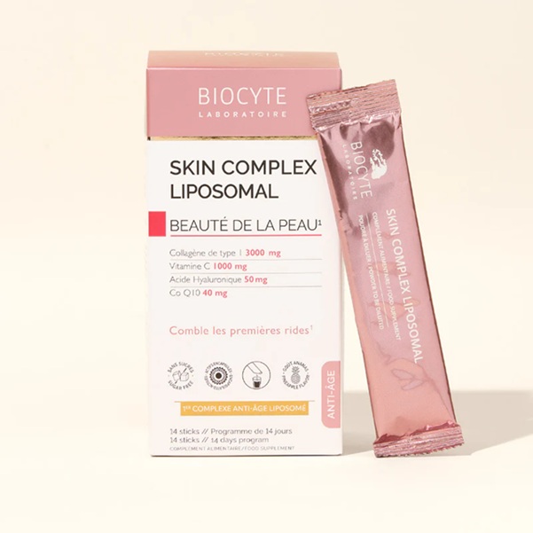 BIOCYTE prašek za napitek proti prvim gubam LIPOSOMSKI SKIN KOMPLEKS, 14 vrečk